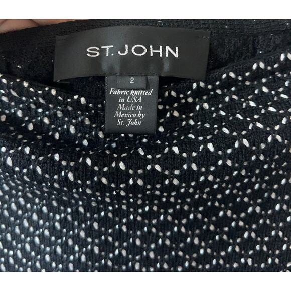 St. John Wool Knit Black White Pencil Skirt Geometric Pattern Career Classic Sz - Picture 3 of 10